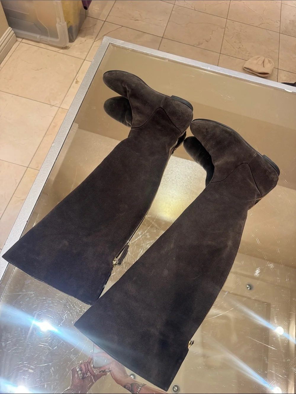 Giuseppe Zanotti Vintage Brown Suede Over the Knee Boots